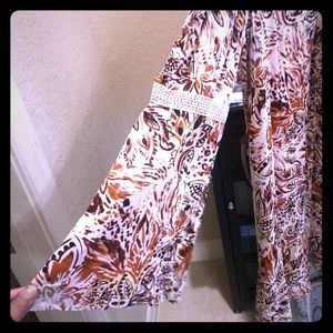 BOHO big bell sleeve peekaboo shoulder mini dress